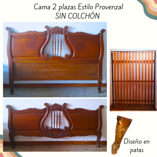 Cama 2 Pl Estilo Provenzal Completa:cabecera, Pie Y Elástico