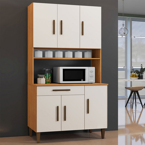 Cozinha Compacta Salvador 6 Portas 1 Gaveta Nature/off White