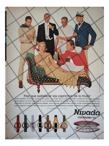 Cartel Publicitario Retro 1963 Relojes Nivada Colorama 7
