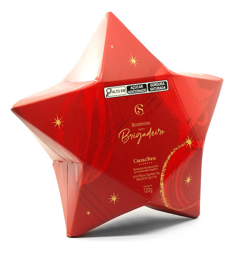 Estrela Natal 120g Cacau Show chocolate ao leite com brigadeiro caixa 120 g 30 u