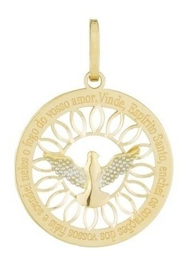 Pingente  Mandala Divino Espirito Santo Ouro 18k