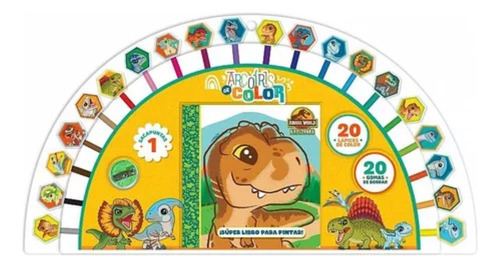 Lapices De Colores + Libro Para Pintar - Vertice Trazo Dinosaurios