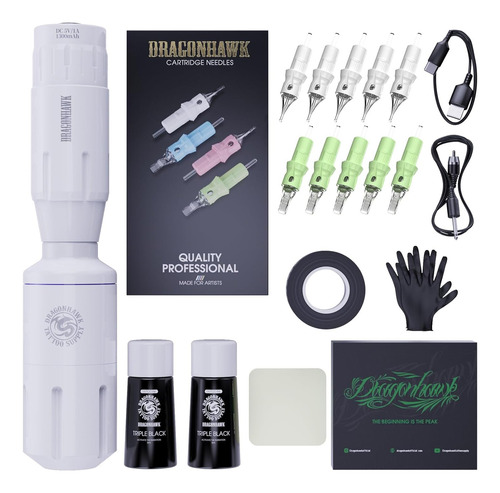 Dragonhawk Kit De Pistola De Tatuaje S1 Rotary Pen Machine C