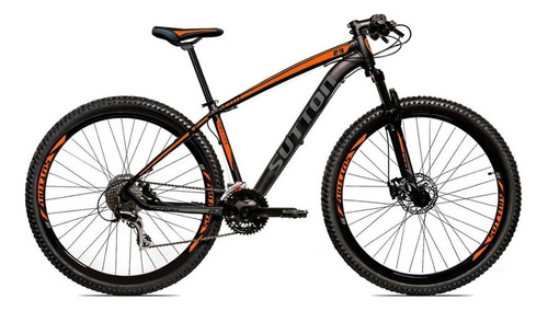 Bicicleta Aro 29 Sutton New Shimano 27v Freio Hidráulico Cor Preto/Laranja/Prateado Tamanho do quadro 17