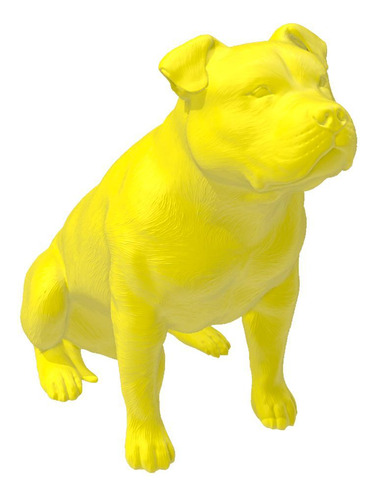 Pitbull Macho Orelha Baixa Decoração 3d Amarelo