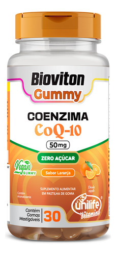 Coenzima Coq Q10 Gummy Unilife Bioviton 30 Gomas De Laranja Laranja