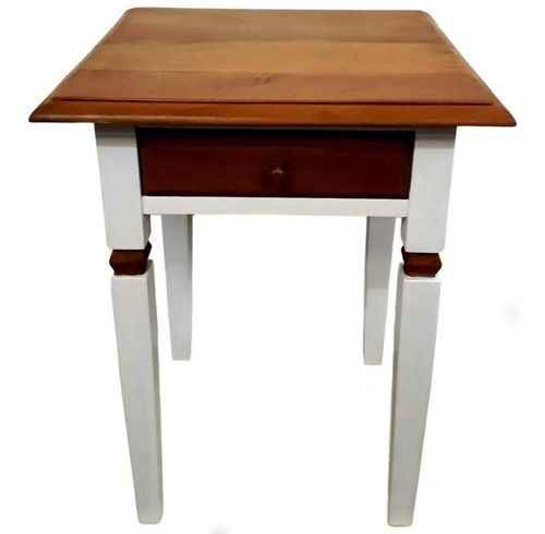 Mesa Lateral Branca Com 1 Gaveta Madeira Maciça