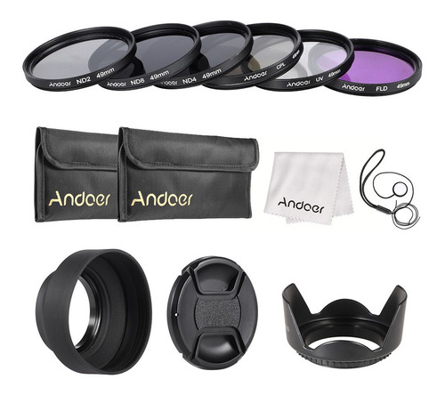 Kit De Filtro De Lente Andoer De 49 Mm Uv+cpl+fld+nd (nd2 Nd