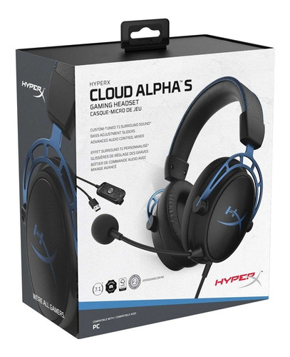 Auriculares gamer HyperX Cloud Alpha S 7.1 HX-HSCAS blue