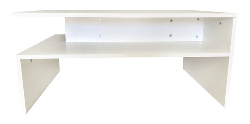 Mesa De Centro Doble Repisa Minimalista Bicolor Color Blanco Absoluto