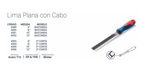 Lima Para Metal Plana 2 Corte 8 PuLG Cabo Bremen 4594