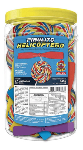 Pirulito Helicóptero Sabor Tutti Frutti Santa Rita 945g -27u