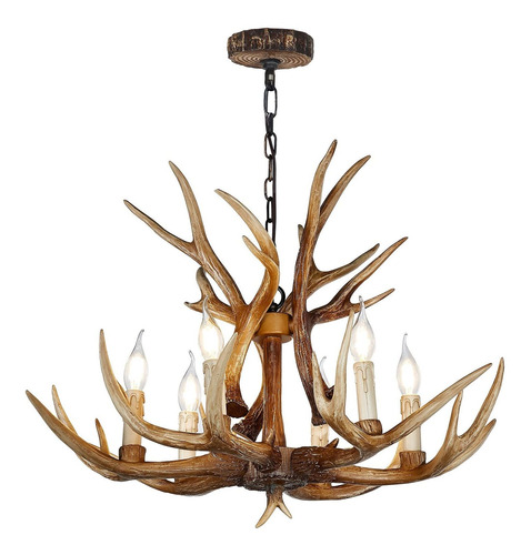 Antler Chandelier 6 Light Vintage Style Resina 28 Pulga...