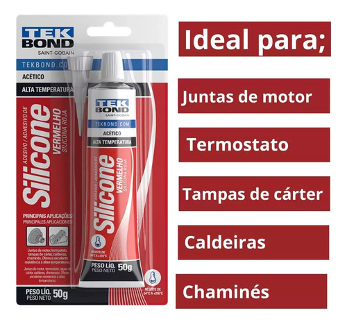 Silicone Alta Temperatura Vermelho Automotivo 50g