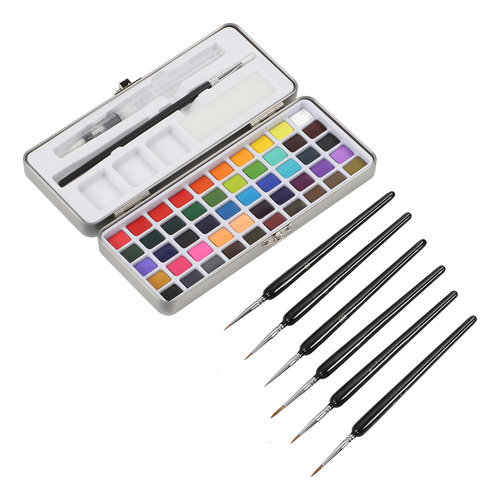 Kit De Pintura De Acuarela De 50 Colores, Caja De Hierro, Em