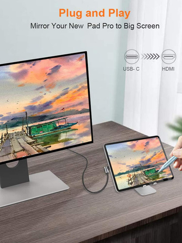 Cablecreation Cable Usb C A Hdmi En Ángulo Recto Adaptador T