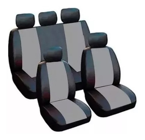 Funda Cubre Asiento Cuerina Cuero Auto Fiat Palio Negro/gris