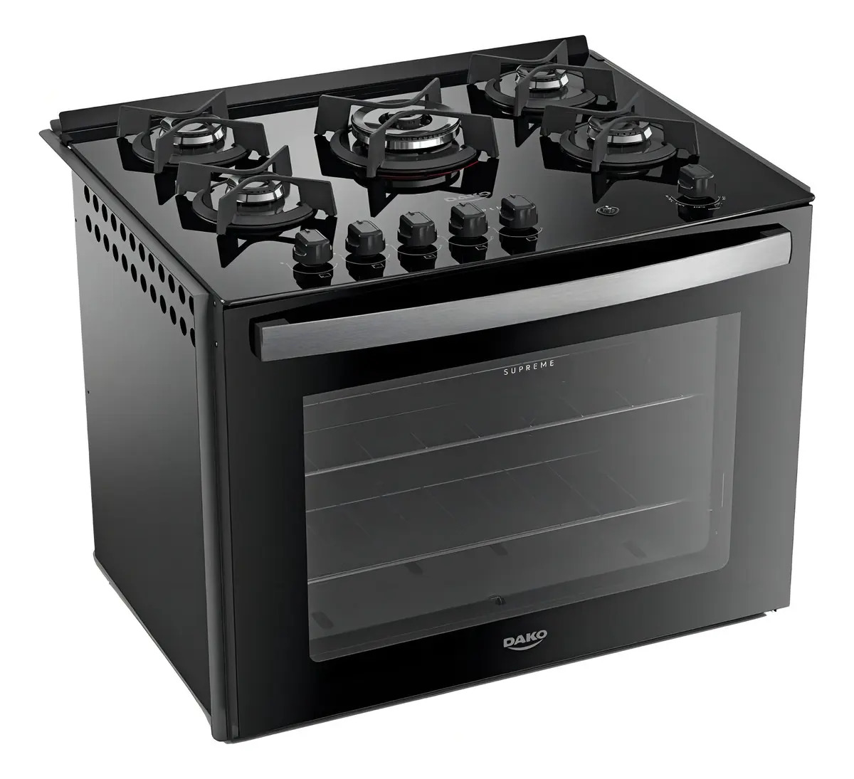Fogão 5 Bocas de Embutir Dako Supreme com Mesa de Vidro e Tripla Chama Preto Bivolt