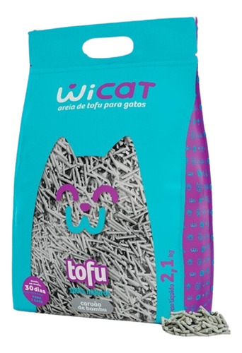 Granulado Higiênico Para Gatos Wicat Tofu Carvão Bambu 2,1kg