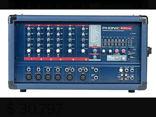 Imagen 2 de 6 de Consola Mixer Potenciada Phonic Power630 Bluetooth 300w 6 C
