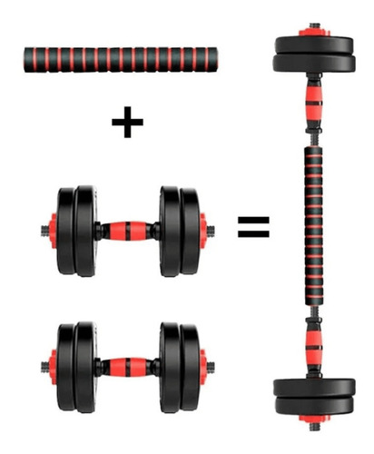 Imagen 9 de 10 de Kit Mancuernas Y Barra 20 Kg Con Tope A Rosca Discos Pvc