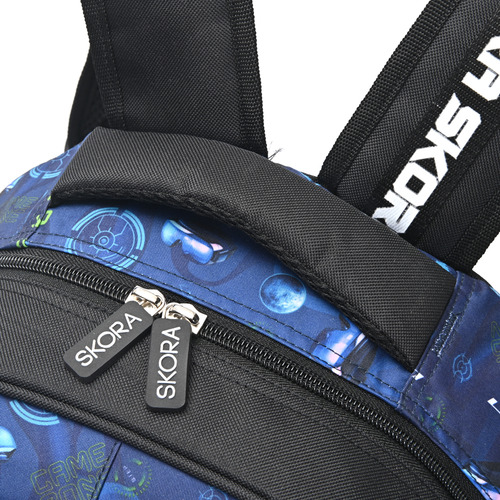 Mochila Escolar Skora Resistente Espalda Reforzada Diseño Color Negro Diseño De La Tela Gamer
