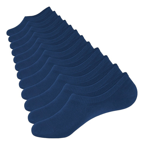 12 Pares Calcetines Invisibles 80% Algodón Hombre Y Mujer Azul Unitalla
