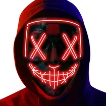 Comprar Máscaras Sin Rostro Mascara Led Neon Party Ballad Rave Color Rojo Diseño Red