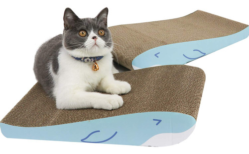 Comsaf Wide Cat Scratcher Cardboard 17 X10  Whale Shape Set 