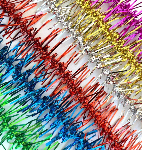 Imagen 3 de 10 de Lameta Colores Espiral Pack X 3 - Boa Guirnalda Deco Navidad