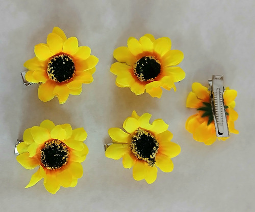 Clips Hebilla Girasol Para El Pelo X5 Unidades Mujer Nena