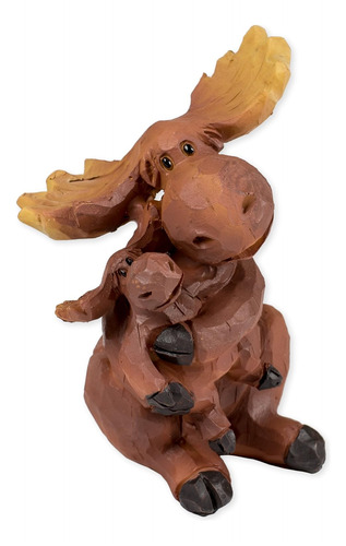 Slifka Sales Co. Mama Moose Hugging Baby - Figura De Mesa He