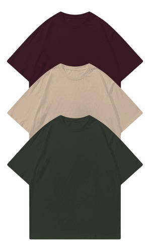 Playera Oversize 3pz Alto Calibre Algodón Peinado Comodas