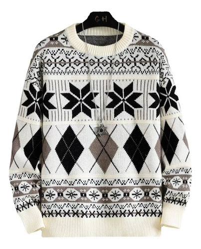 Retro Japanese Sweater Polygonal Jacquard Ethnic Style Tre