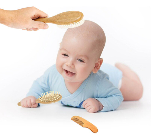 Cepillo De Masaje, 3 Unidades, Mango De Madera, Pelo De Bebé