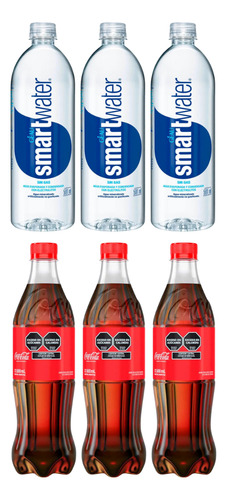 Pack Agua Smart Sin Gas 600ml X3+ Coca Cola Original 500mlx3