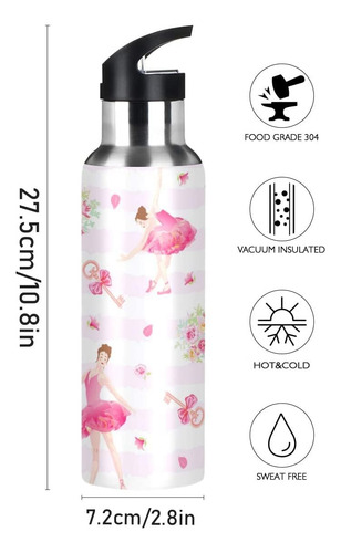 Botella De Agua Deportiva De Acero Inoxidable Aislada Al Vac