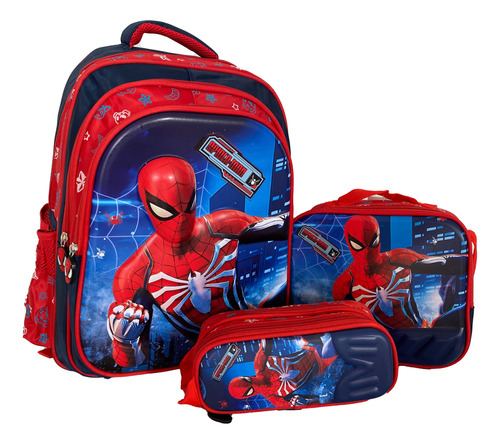 Kit Morral Maleta Spiderman + Lonchera + Cartuchera