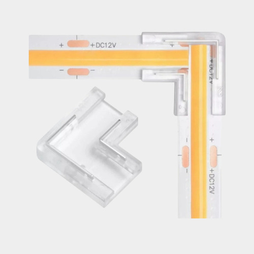 Kit 20 Conector L Emenda Fita Led Cob 2 Vias Monocor 10mm
