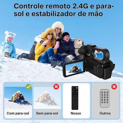 Câmera Profissional Vídeo 4k Com Sd 128gb E Microfone