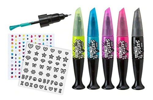 Lápices De Tatuajes Alex Sketch & Sparkle Tatoo Pens Niña