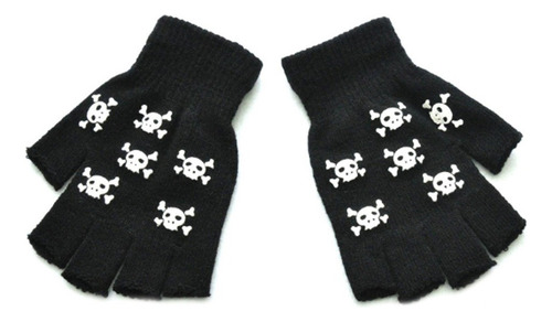 L Guantes Unisex De Medio Dedo Con Calavera Esqueleto Para