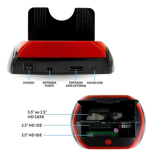 Leitor Usb Hd Externo Sata Ssd Ide Sd Gaveta - Bm753