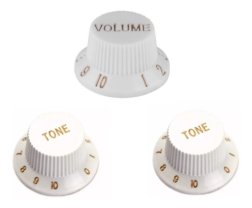 Jogo De Knobs Para Guitarra Strato Stratocaster Knob Branco