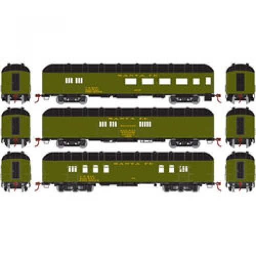 D_t Athearn Arch-roof Passager Car Set Sta. Fe 86517