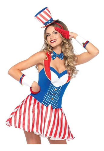 Disfraz De Dama Bandera De Estados Unidos 4 De Julio Halloween 4th Of July Costume