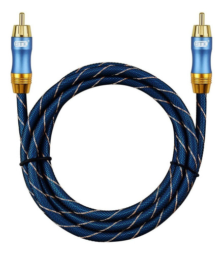Cable De Subwoofer Rca Macho A Macho | Azul Trenzado / 2m