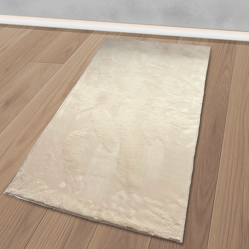 Alfombra Peluda 90x50 Cm Moderna Dormitorio / Costado Cama 90 Cm 50 Cm Premium Beige