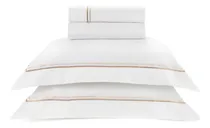 Comprar Jogo De Cama Percal 200 Fios Grace Branco E Fendi - Casal