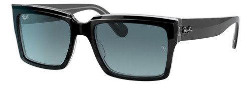 Óculos de sol Ray-Ban Inverness Standard armação de acetato cor preto transparente, lente blue degradada, haste preto transparente de acetato - RB2191